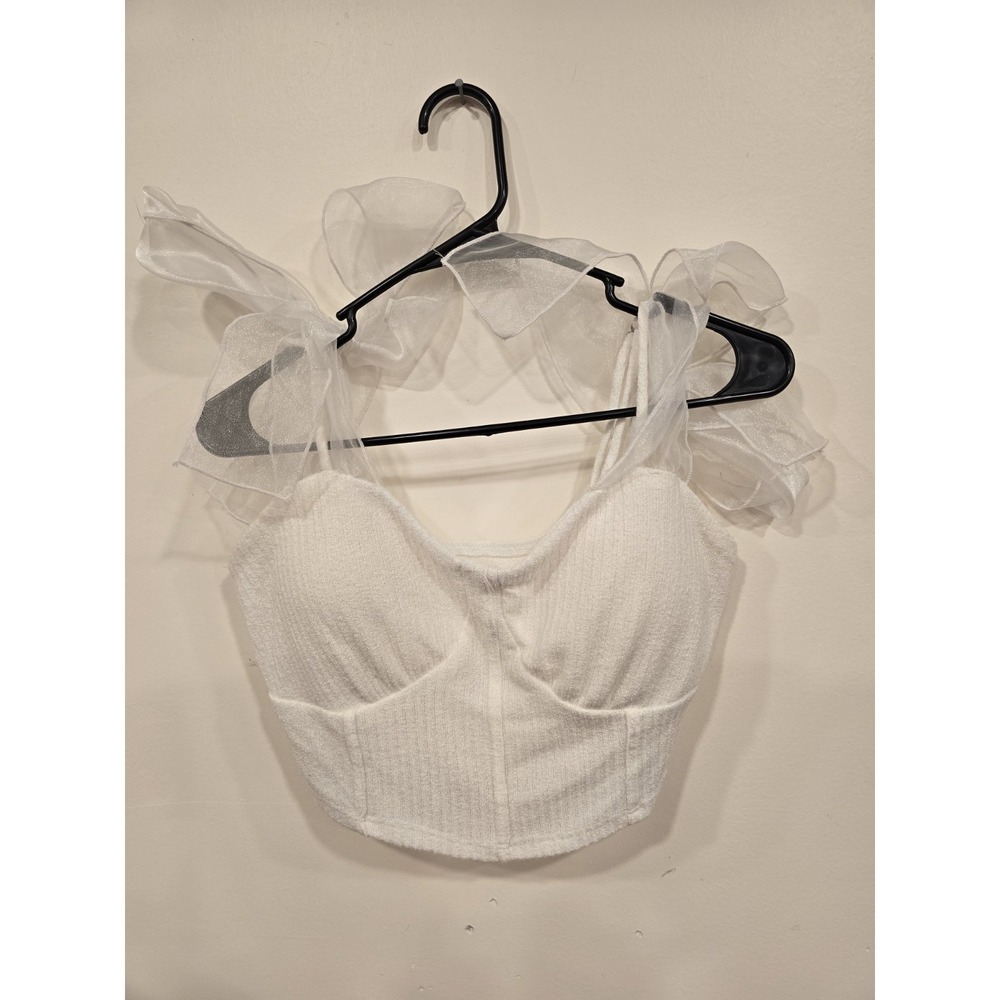 White Bustier‎ Corset Style Top Medium Coquette Balletcore Angelcore Romantic